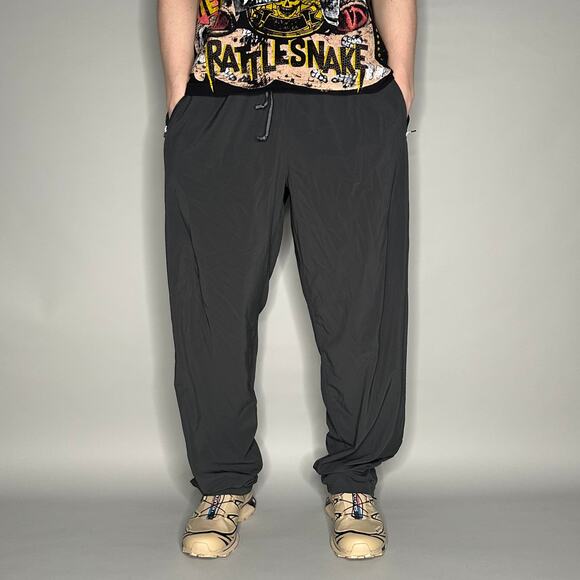 Vintage Y2K Nike Track Pants Mens XL Baggy Wide Leg Dark Grey Black Sweatpants - Picture 2 of 4